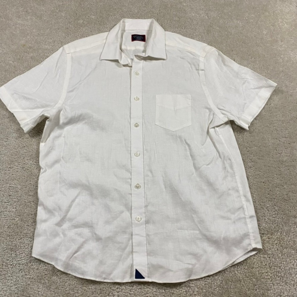 UNTUCKit Linen Shirt Mens M White Short Sleeve Button Down Preppy Coastal